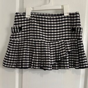 Roxy Black & White Houndstooth Pleated Mini Skirt